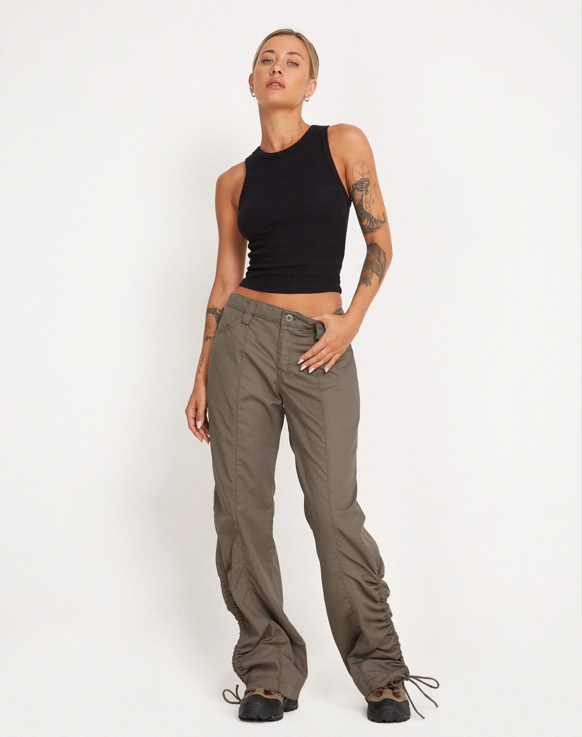 Buy STRAIGHT BEIGE LOW-RISE CARGO PANT for Women Online in India
