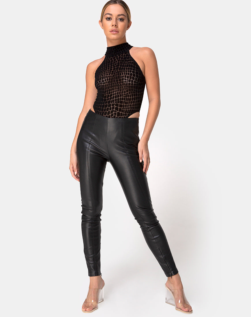 Image of Brava Bodice in Croc Flock Black