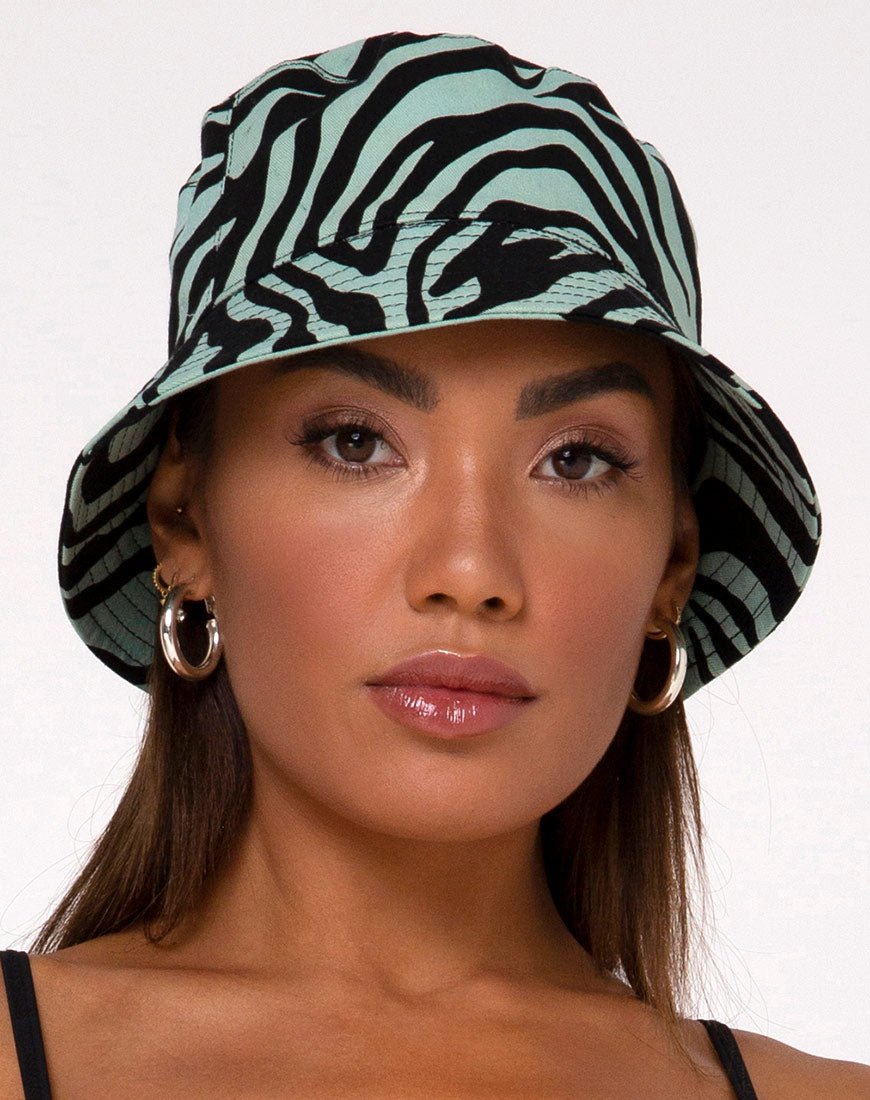 Image of Bucket Hat in Wavey Zebra Mint