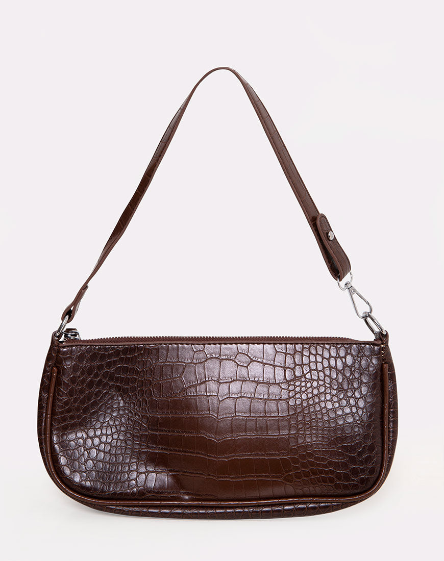 Image of Gigi Shoulder Bag in Croc Chocolate