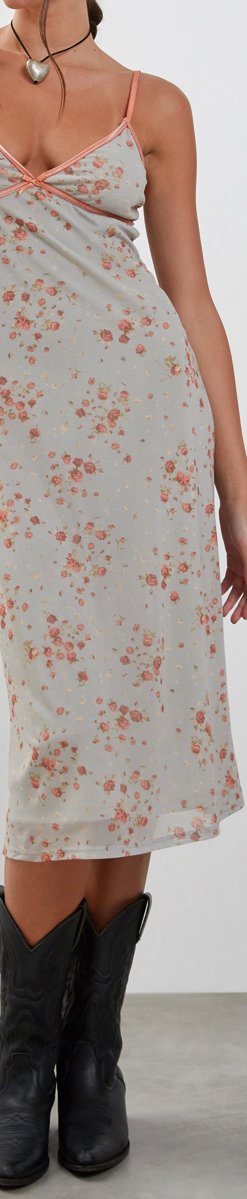image of Camelia Mid Dress in Ditsy Rose Cluster