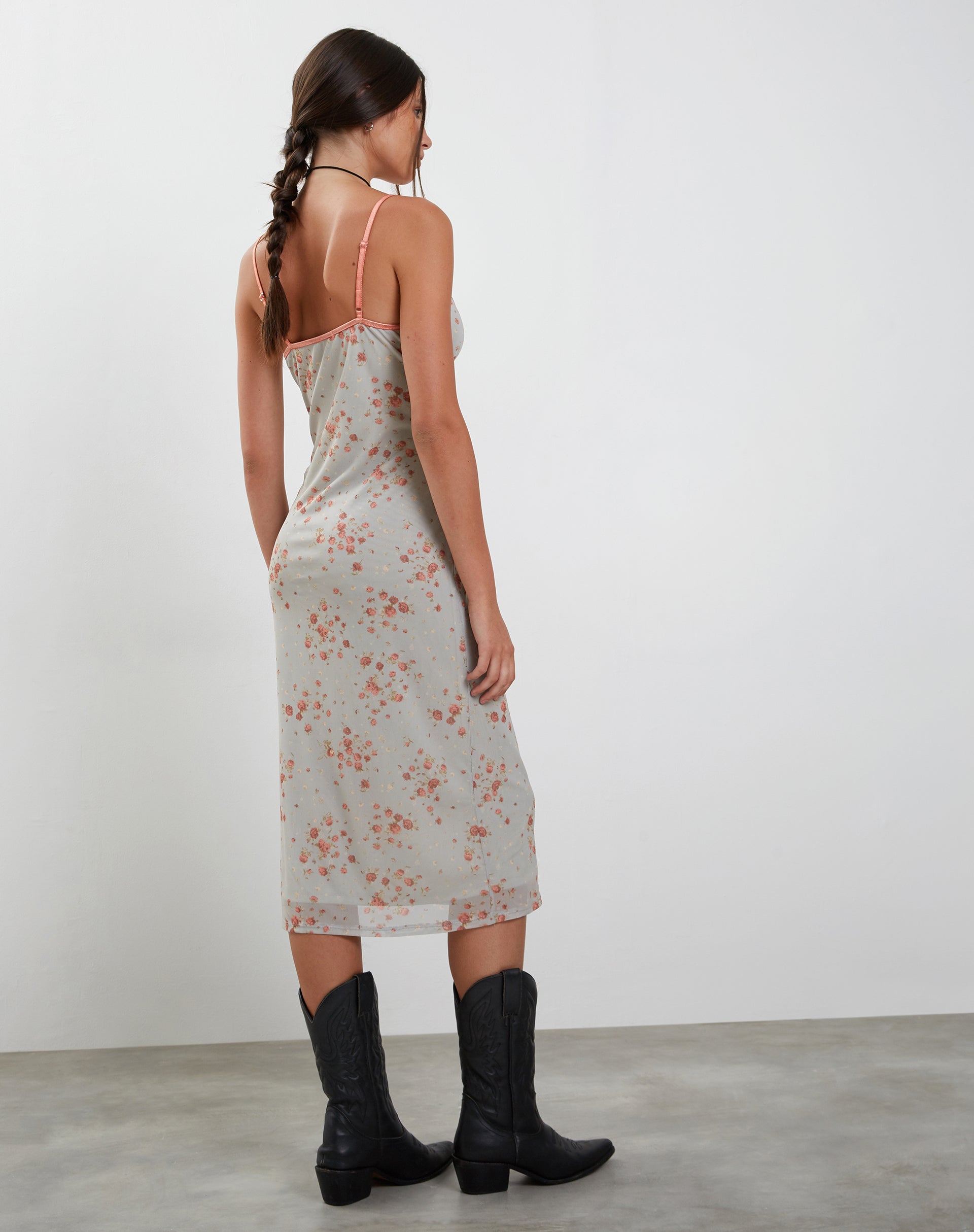 image of Camelia Mid Dress in Ditsy Rose Cluster