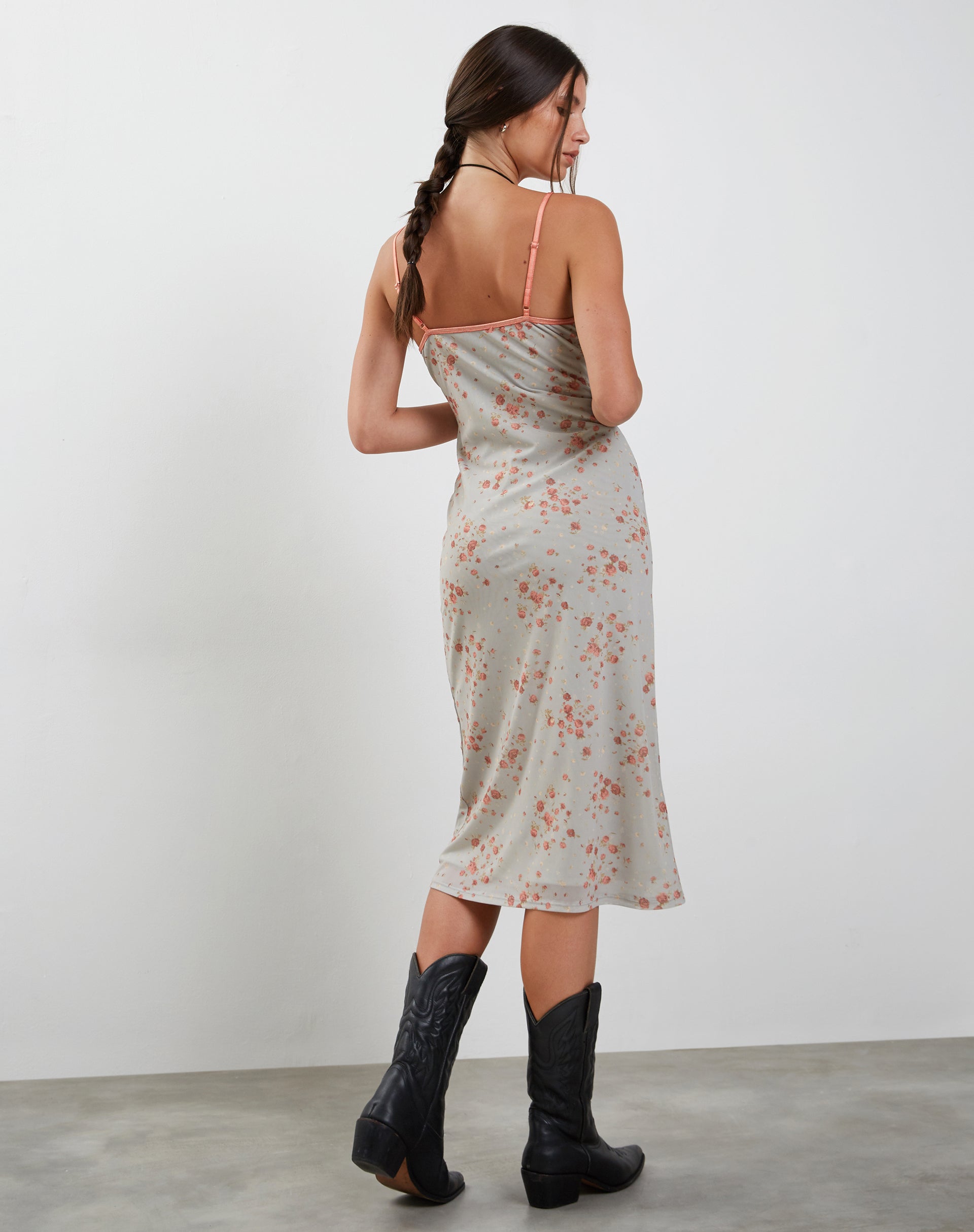 image of Camelia Mid Dress in Ditsy Rose Cluster