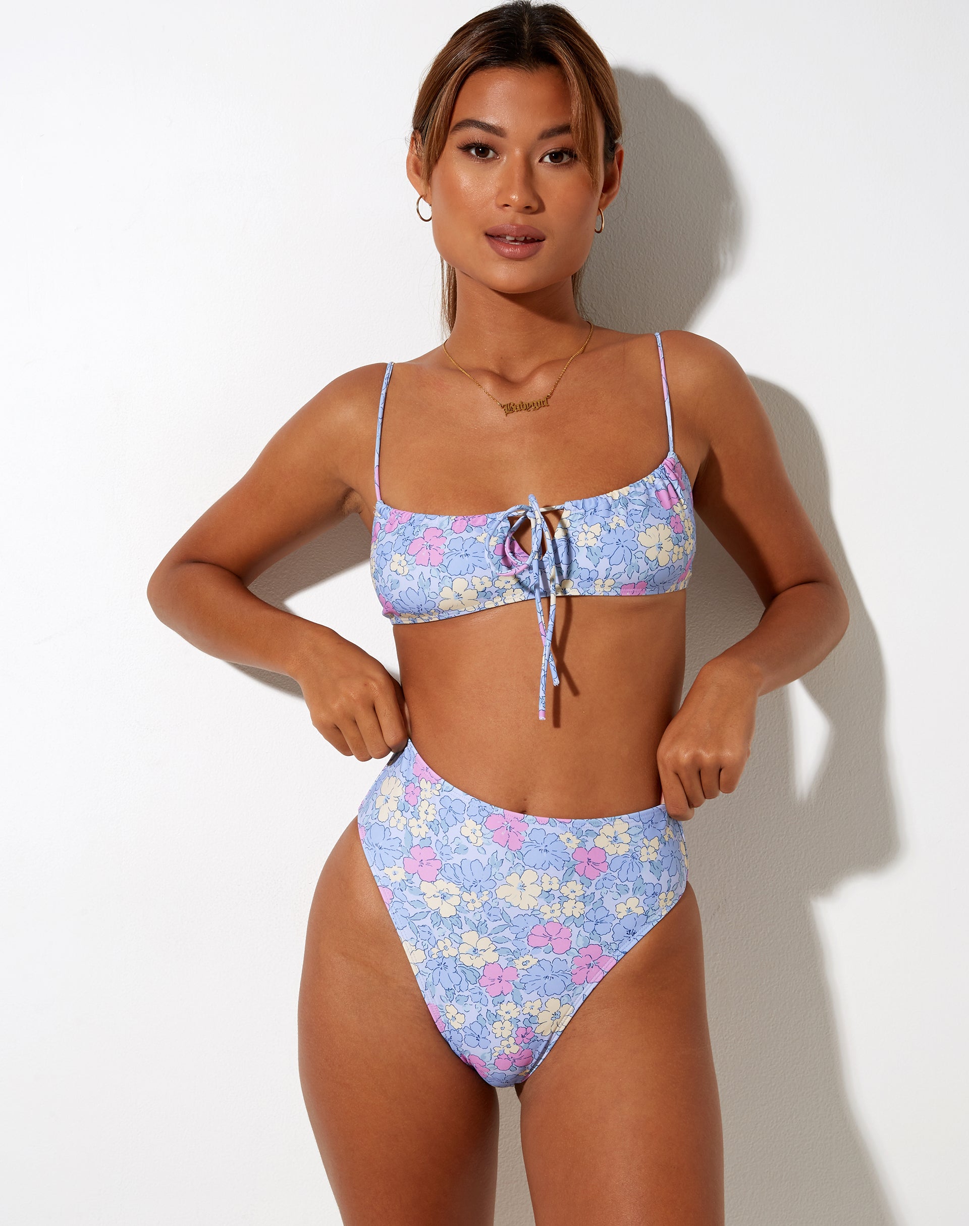 Image of CARMESON BIKINI BOTTOM WASHED OUT PASTEL FLORAL