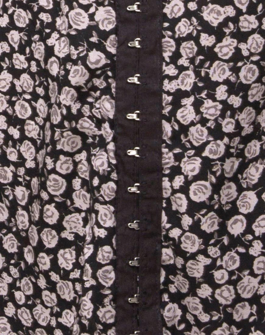 Image of Camisa Swing Dress in Ditsy Rose Black