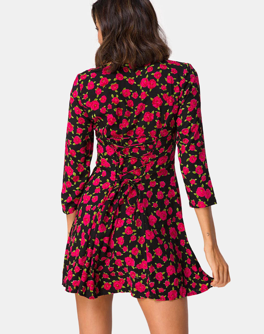 Camisa Dress in Red Bloom