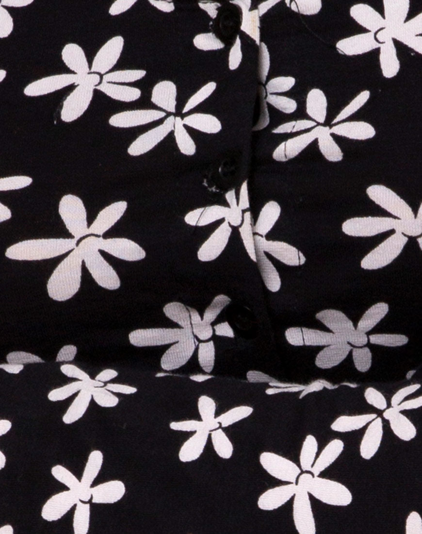 Image of Carla Crop Top in 90s Daisy Black and White