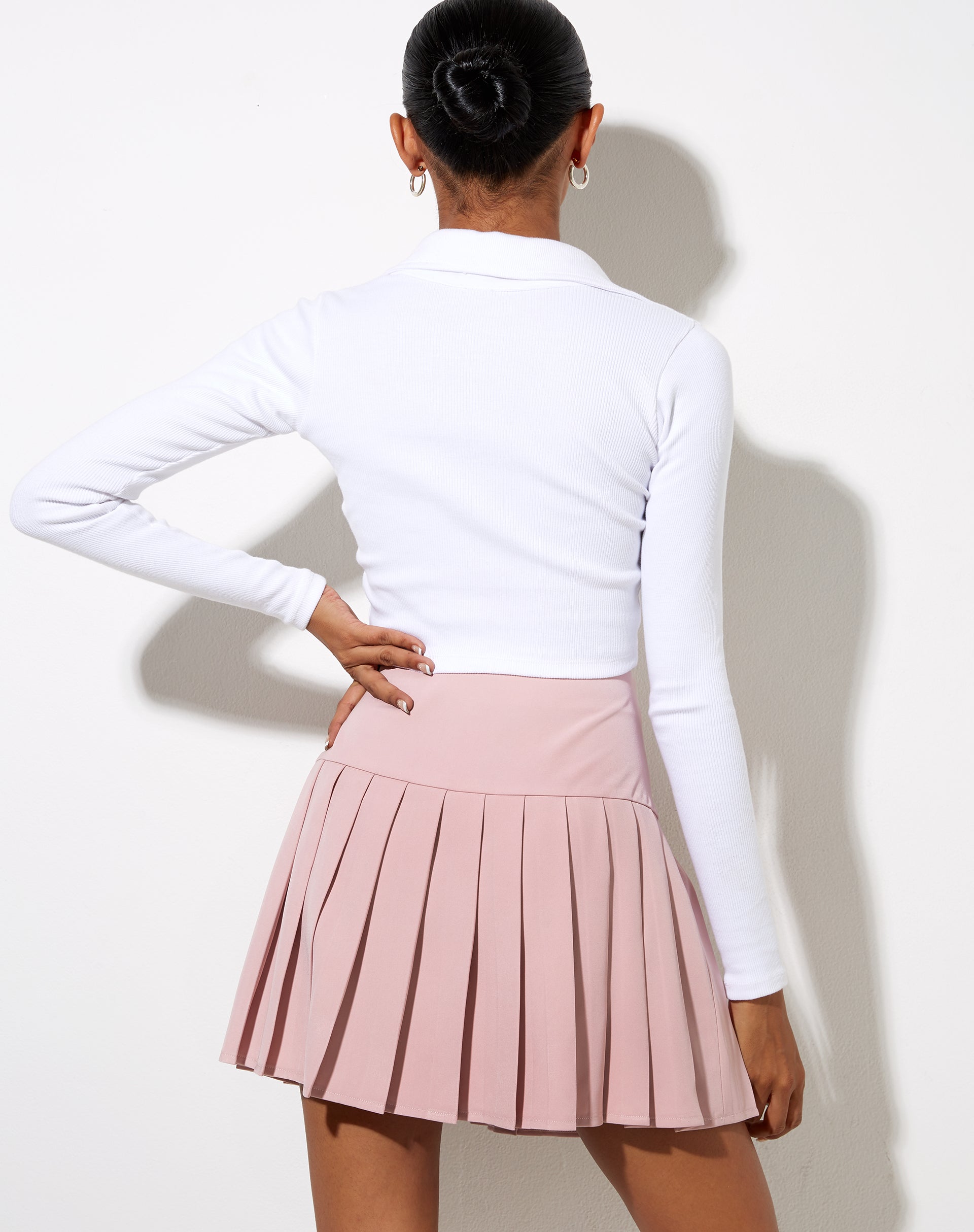 Image of Cason Mini Pleat Skirt in Soft Pink