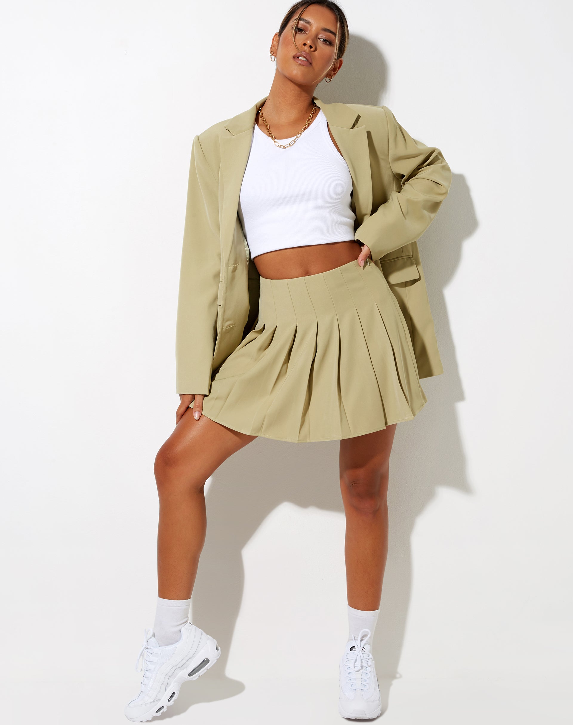 Green High Waisted Pleated Mini Skirt | Casta – motelrocks.com