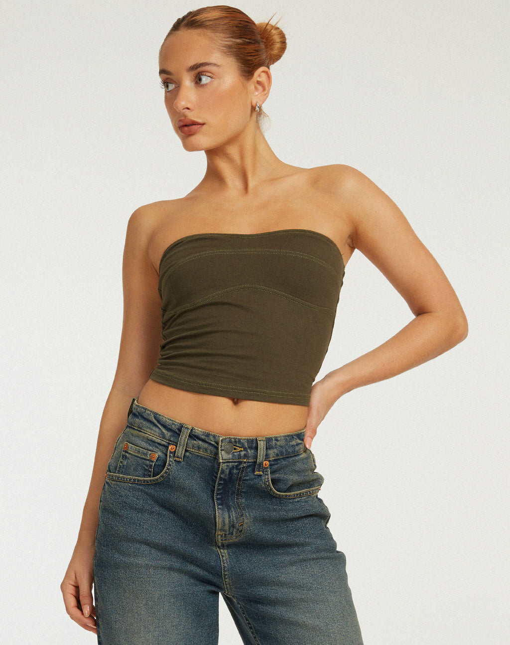 Chae Bandeau Top in Olive