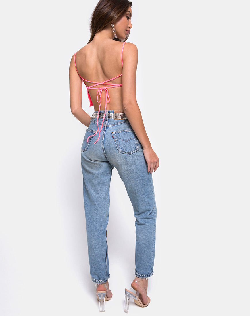 Image of Champo Top in Fluro Satin Pink