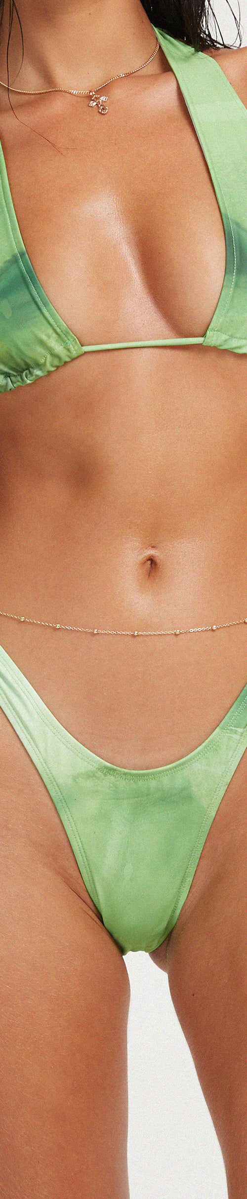 image of Farida Bikini Bottom in Watercolour Green