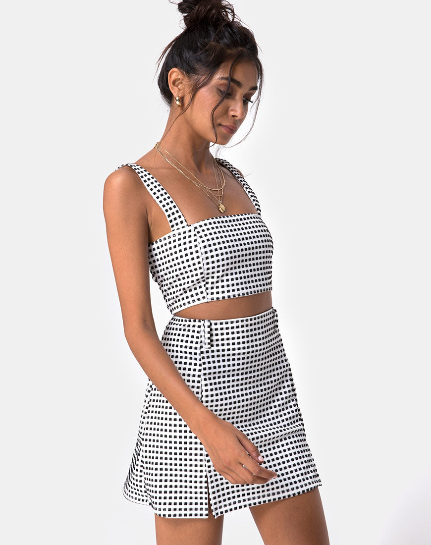 Image of Zaida Skirt in Gingham Ivory Black