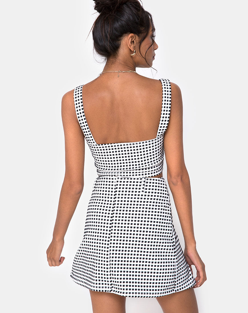 Image of Zaida Skirt in Gingham Ivory Black