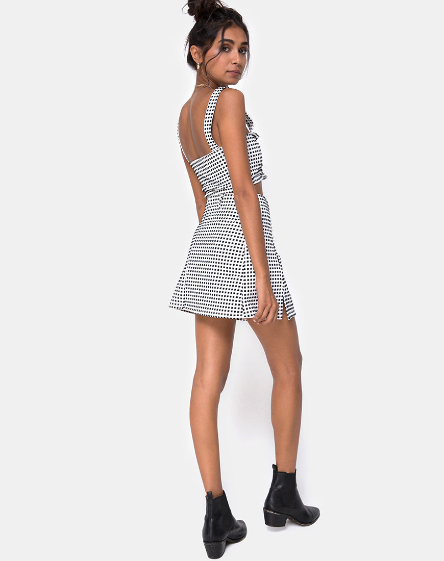 Image of Zaida Skirt in Gingham Ivory Black