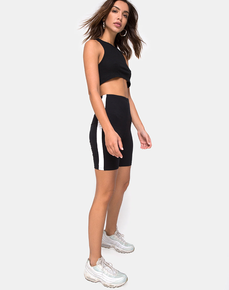 Image of Cirst Short in Black with White Stripe