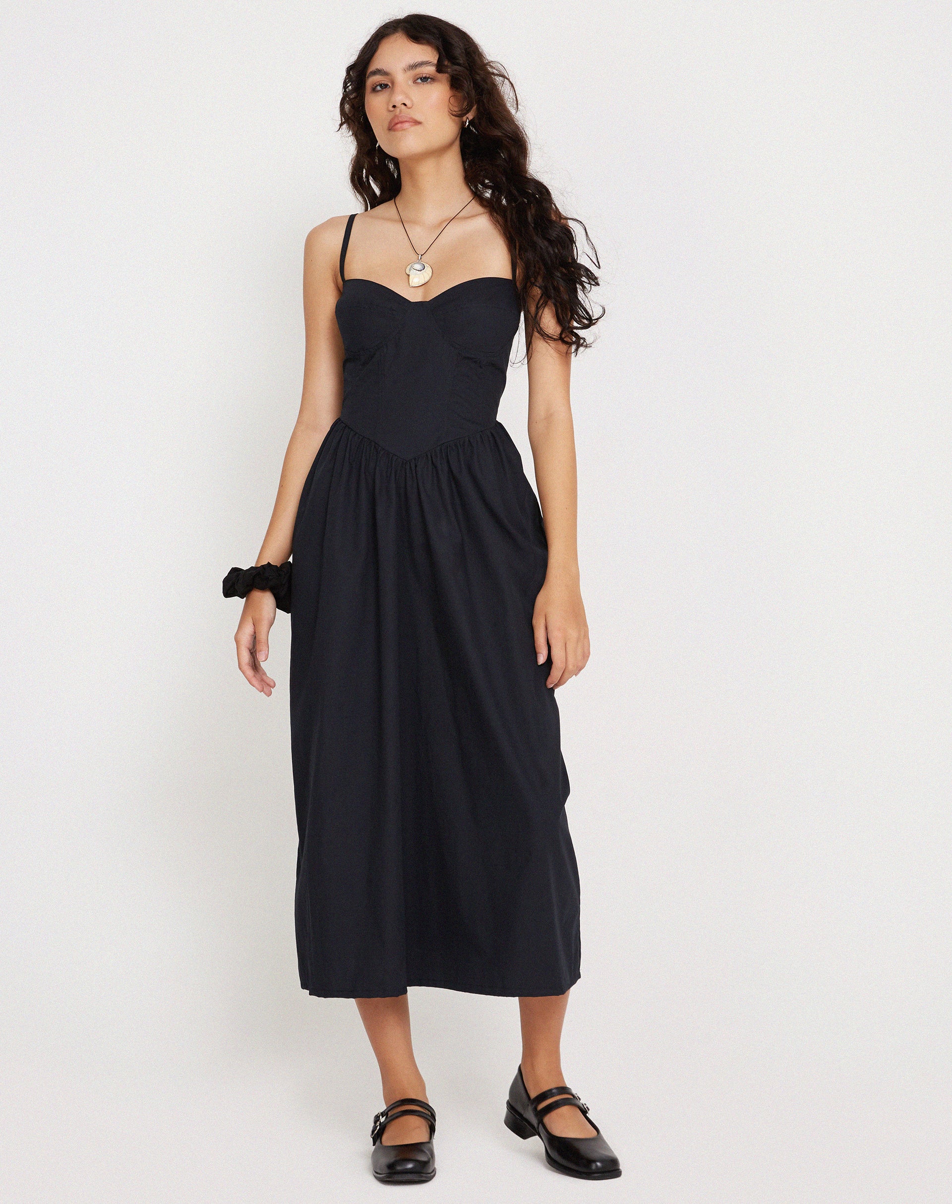 poplin corset midi dress Urban Outfiters + Cedar Poplin Corset Midi Dress