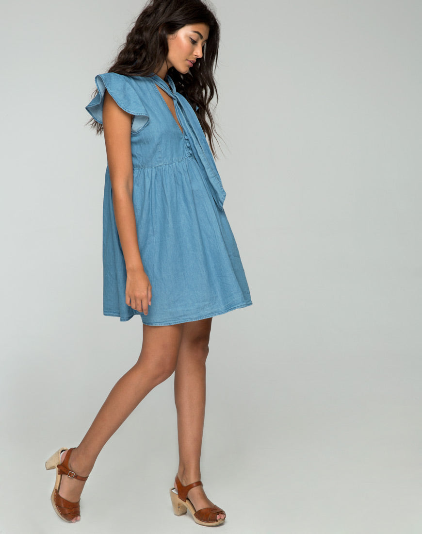Image of Cloten Babydoll Dress in Summer Wash Denim Chambray