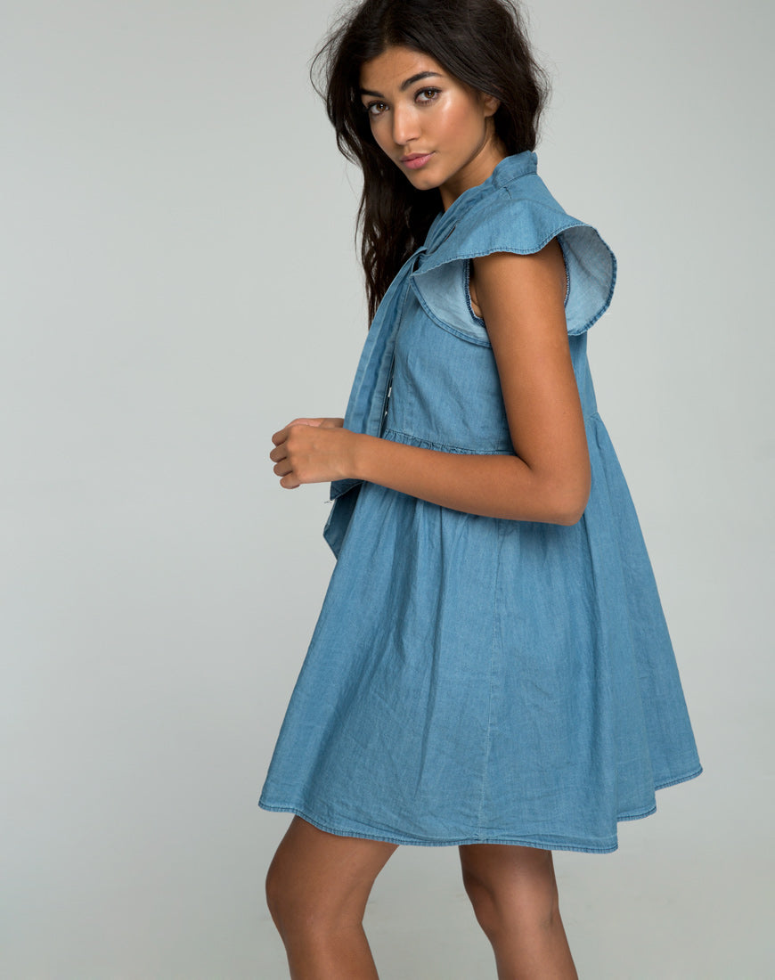 Image of Cloten Babydoll Dress in Summer Wash Denim Chambray