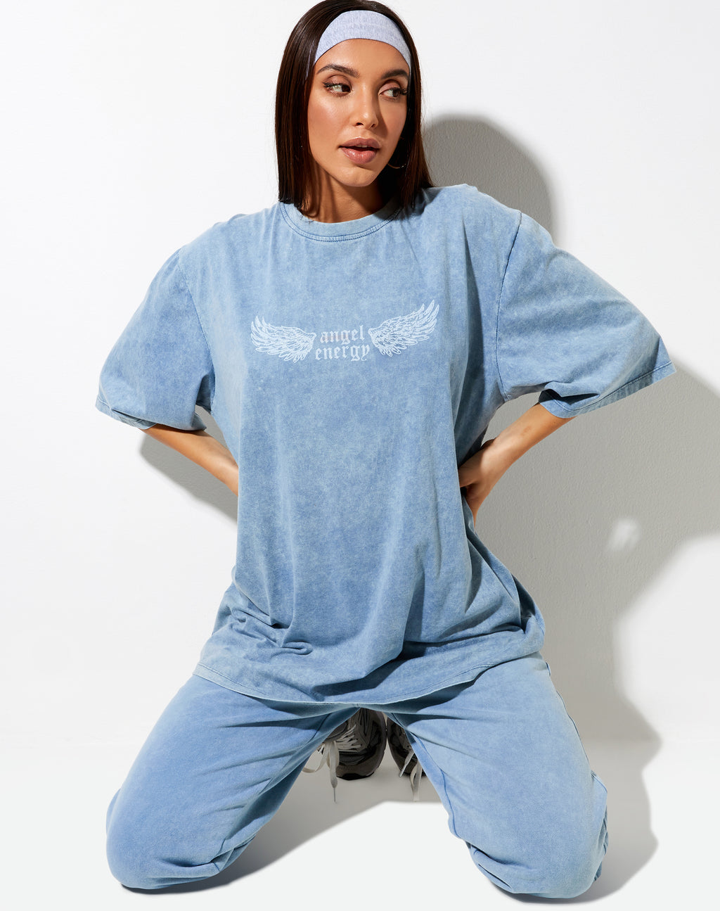 Cocoon Tee in Washed Blue 'Angel Energy' Wings