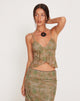 Image of Cojira Mesh Butterfly Top in Tonal Paisley Green