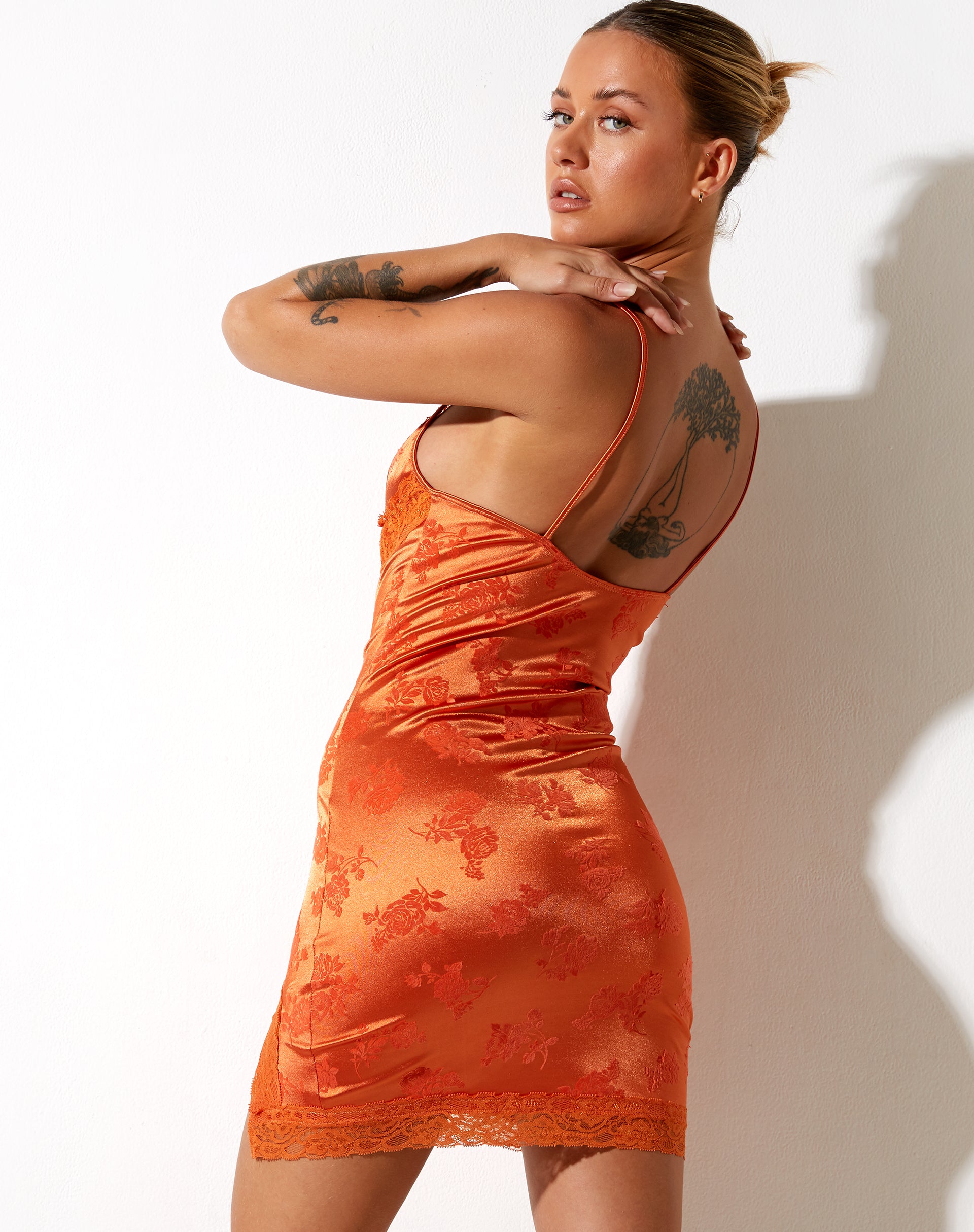 Image of Coti Bodycon Dress in Rose Flock Tangerine