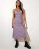 Image of Cotina Midi Dress in Lilac Flower Buds Black Flock