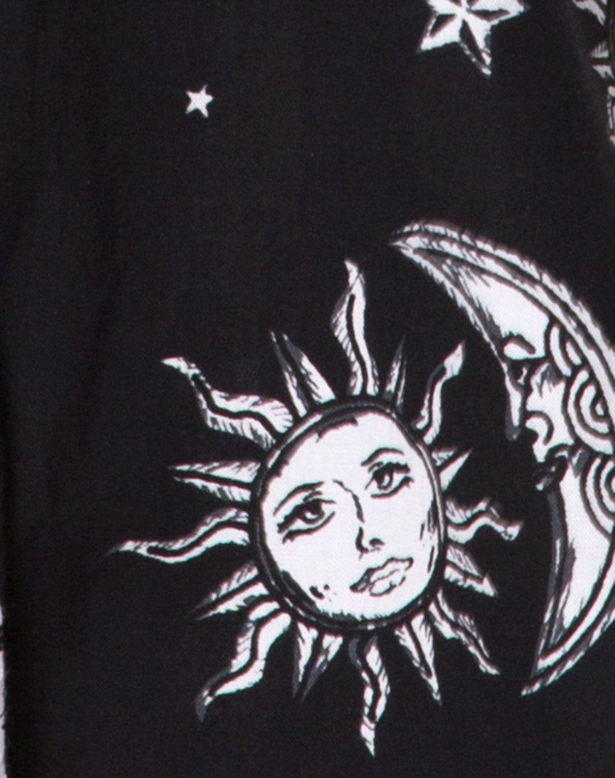 Image of Crosena Swing Dress in Sun Moon Stars BW