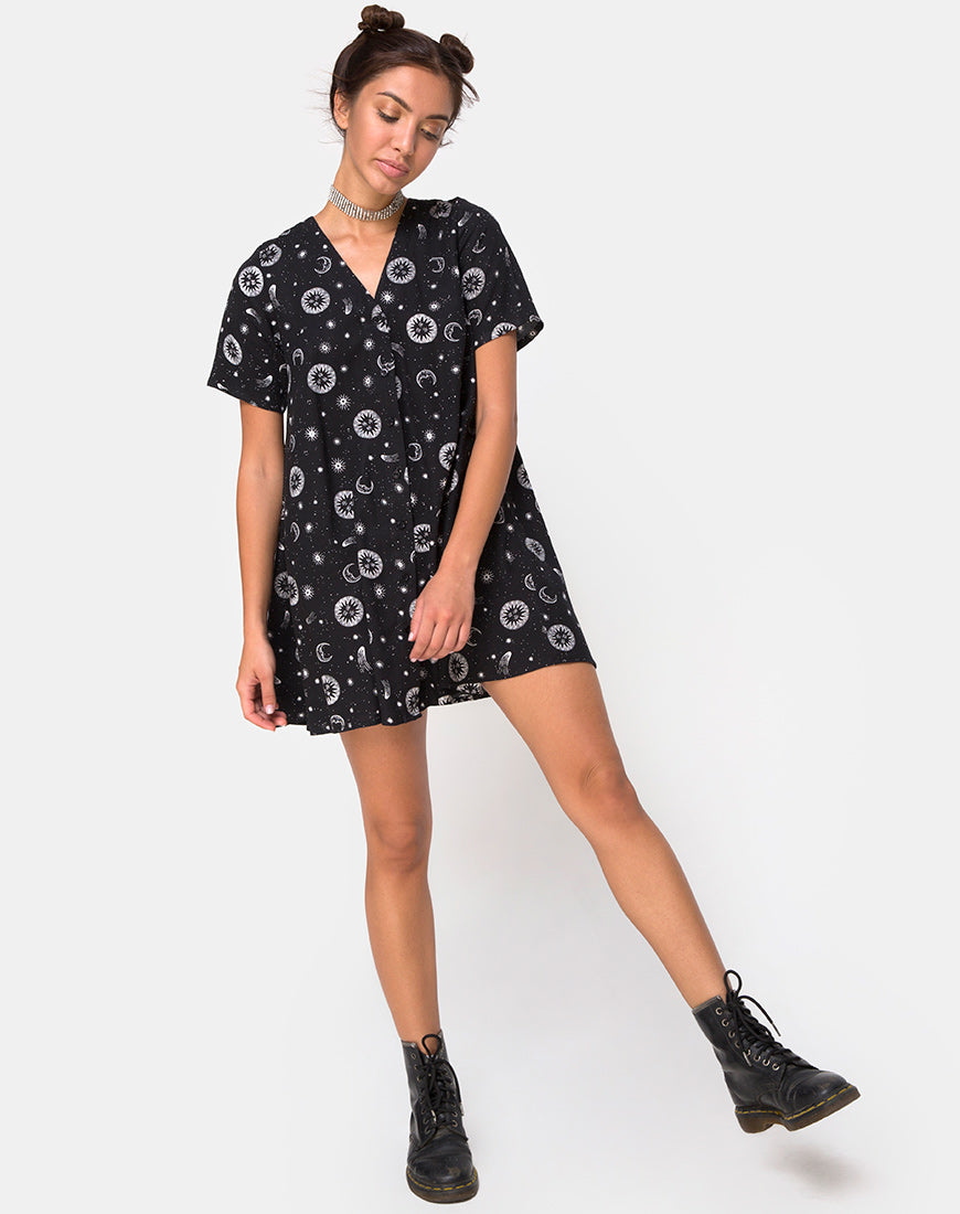 Image of Crosena Swing Dress in Small Celestial Black  X Princess Polly
