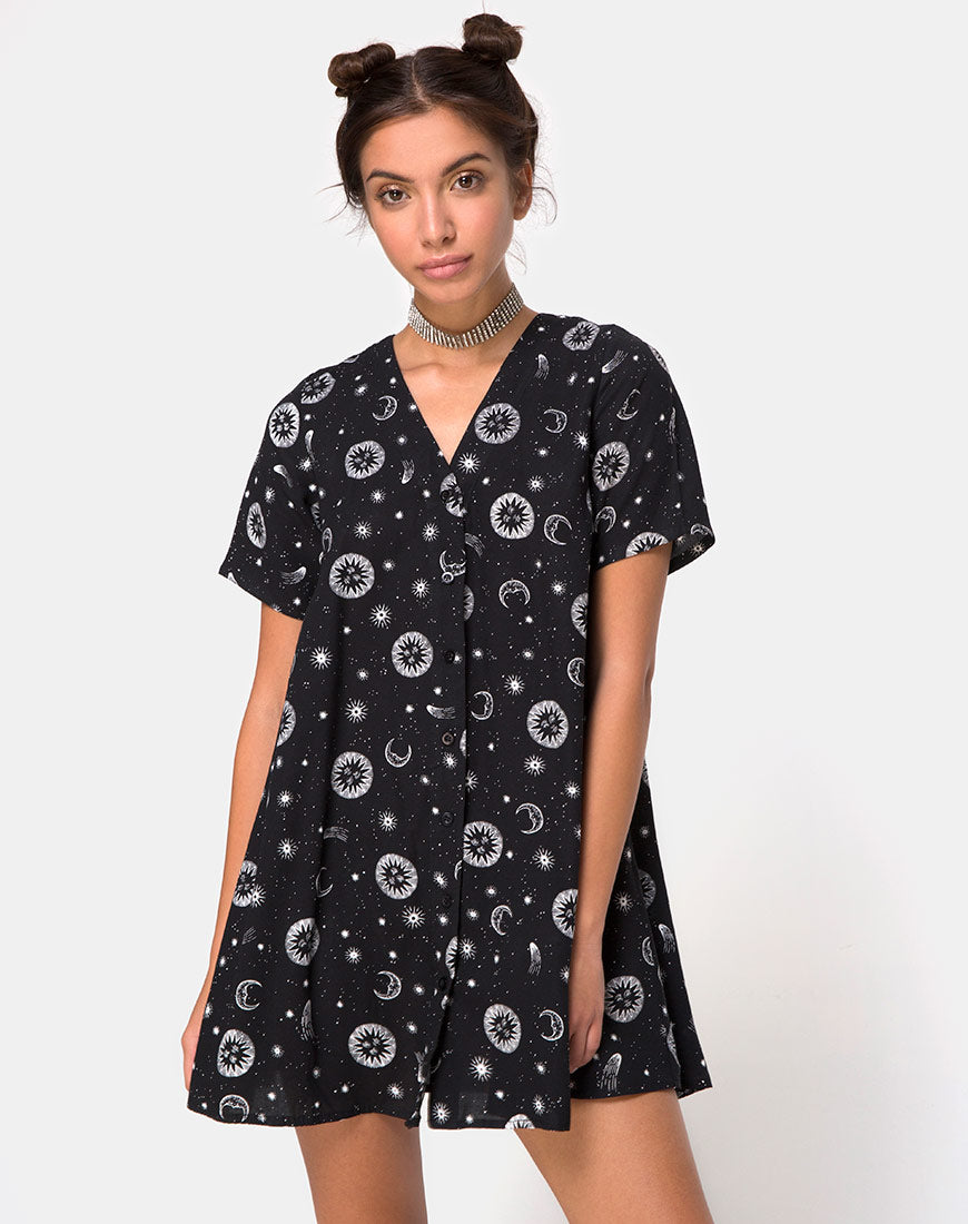 Image of Crosena Swing Dress in Small Celestial Black  X Princess Polly