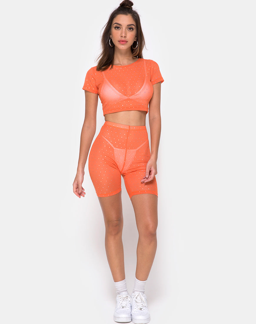 Image of Bike Short in Crystal Net Orange