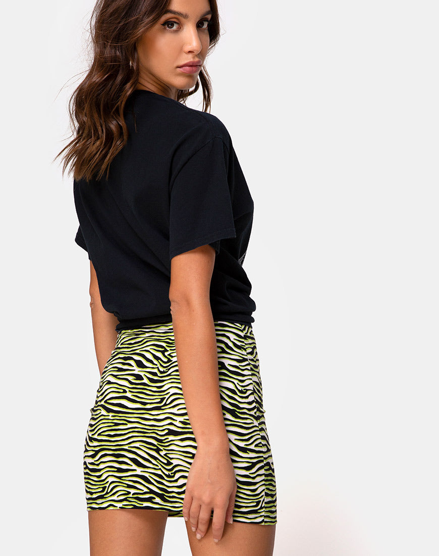 Image of Kimmy Mini Skirt in Zebra Fluro Green