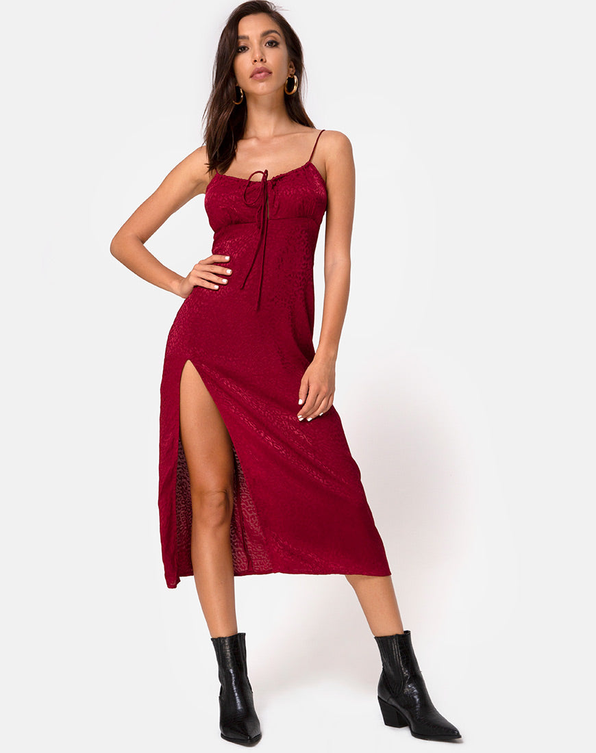 Midi Raspberry Leg Split Dress | Cypress – motelrocks.com