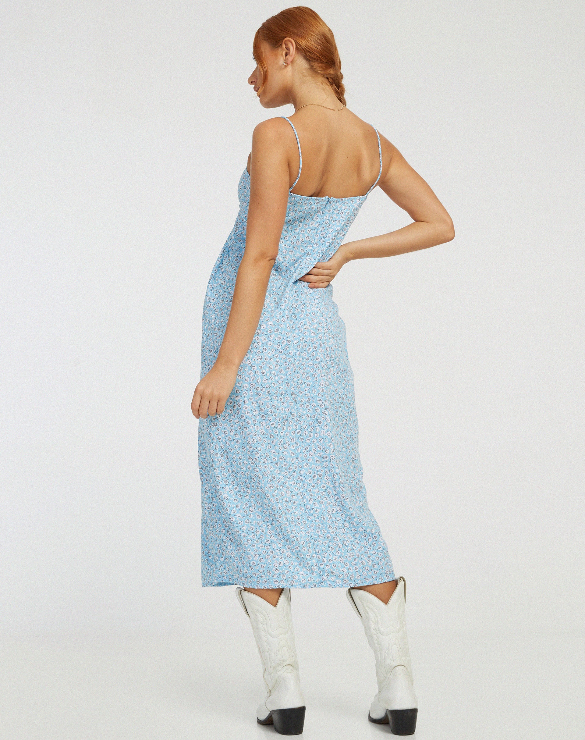 Image of Cypress Midi Dress in Ditsy Rose Blue