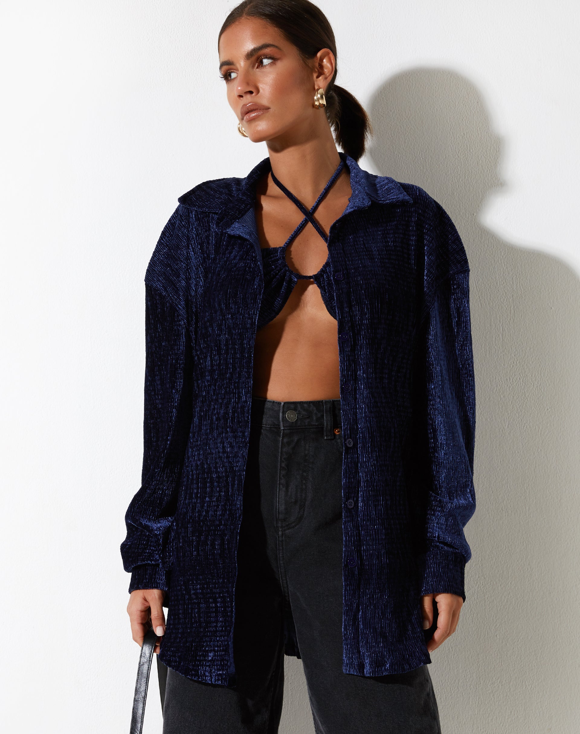 image of Dael Oversized Shirt in Velvet Navy