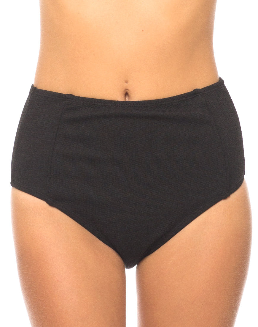 Daisy High Waisted Bikini Bottom in Black