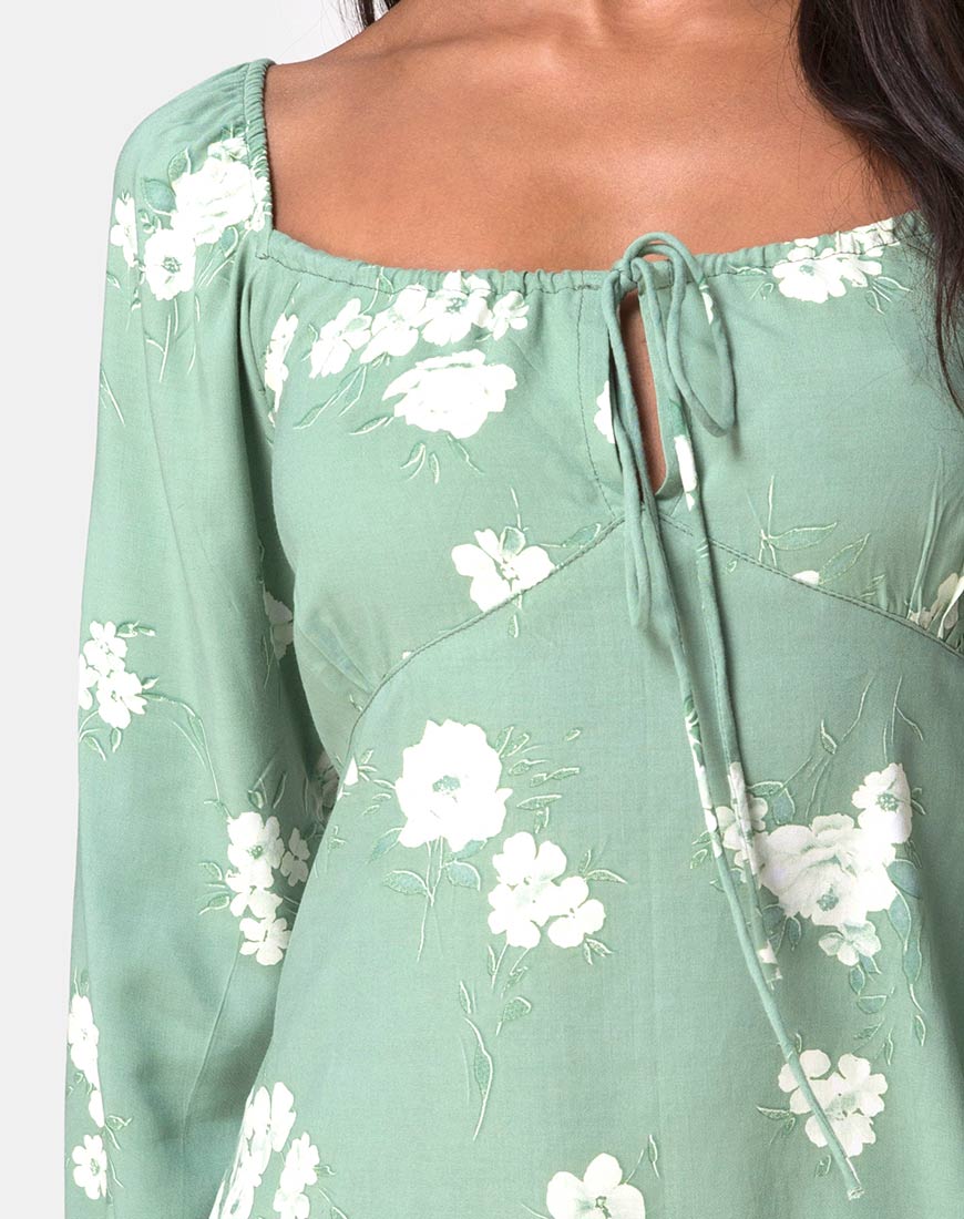 Image of Danila Dress in Mono Flower Green