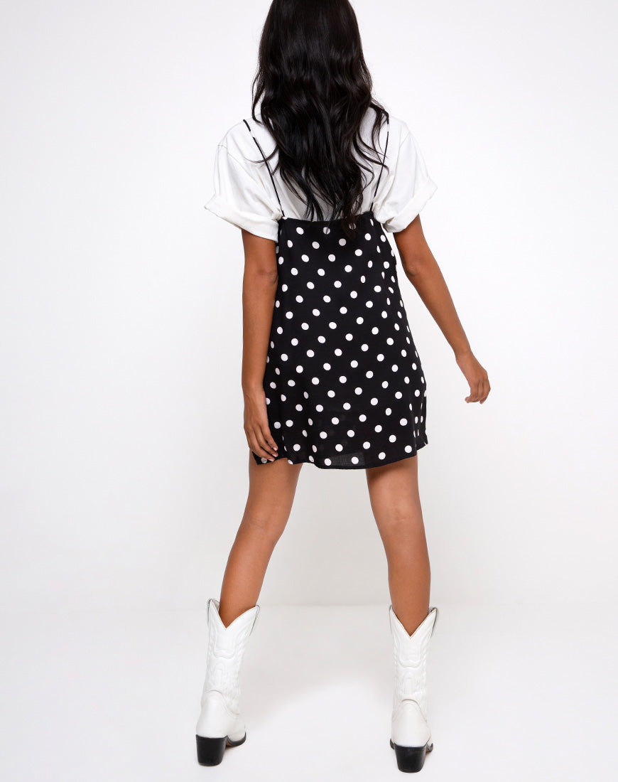 Image of Datista Slip Dress in 80s Polka Black