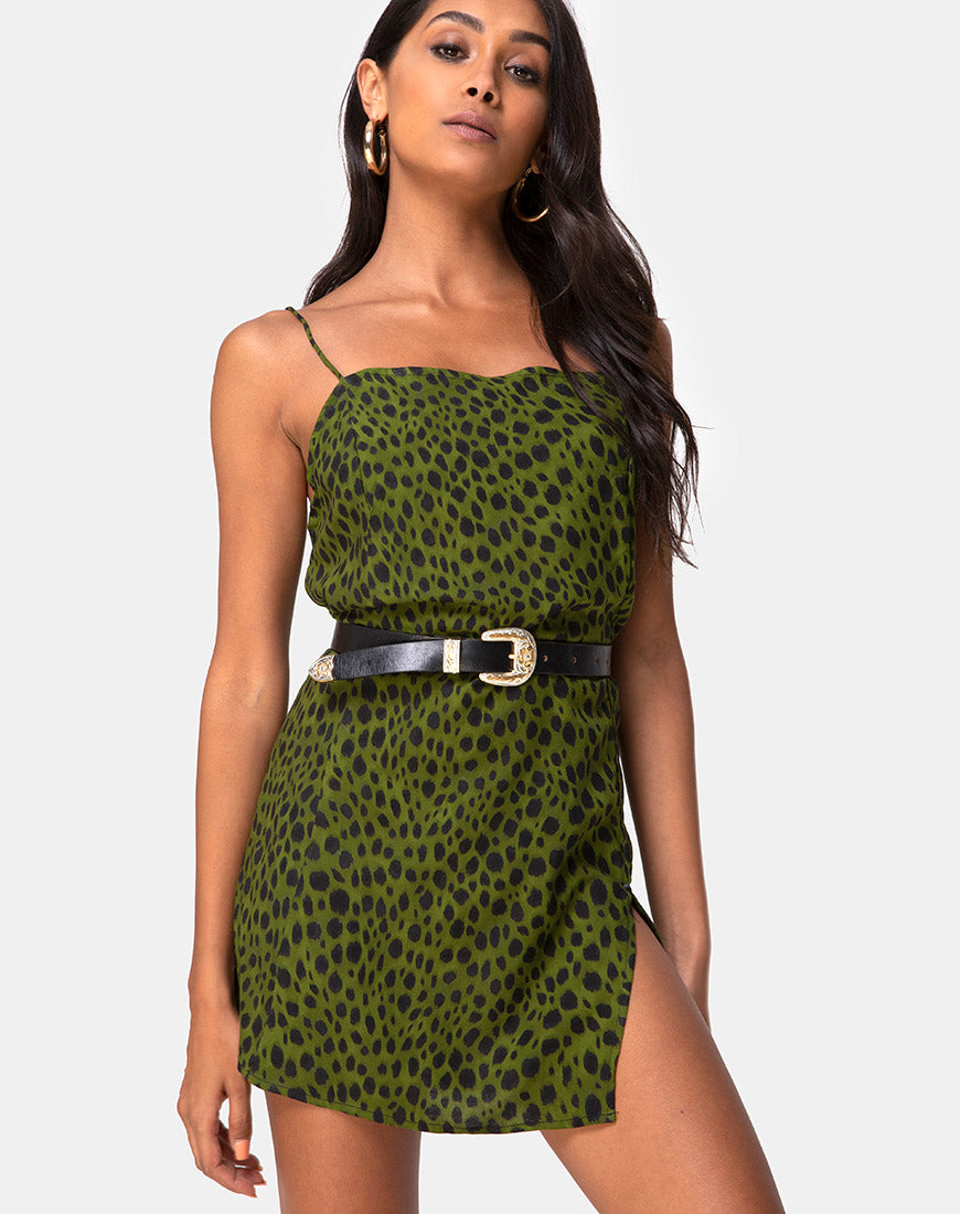 Image of Datista Slip Dress in Cheetah Khaki