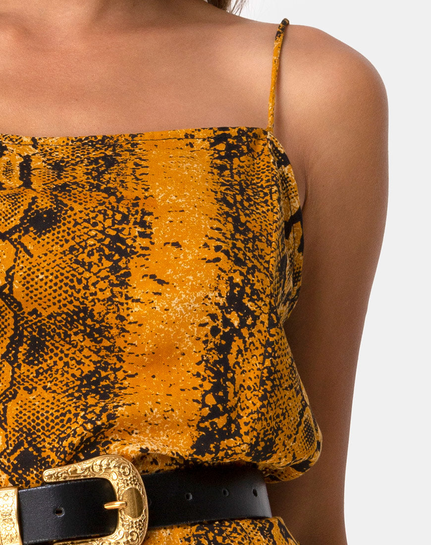 Image of Datista Slip Dress in Snake Mustard