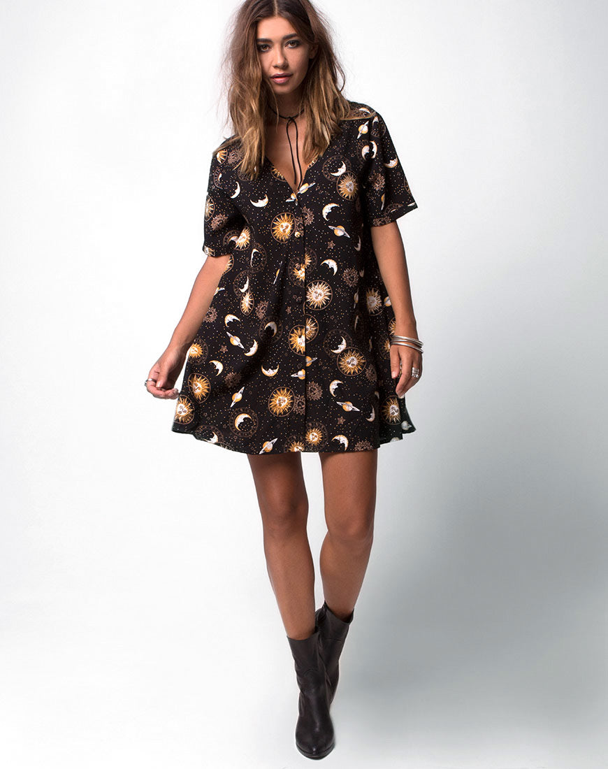 Image of Crosena Swing Dress in Solar System Black