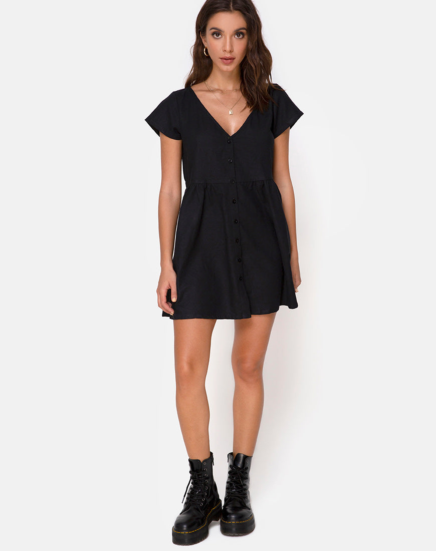 Image of Deira Babydoll Dress in Black