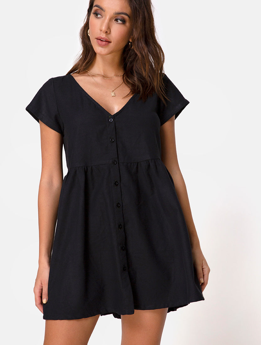 Deira Babydoll Dress in Black – motelrocks.com