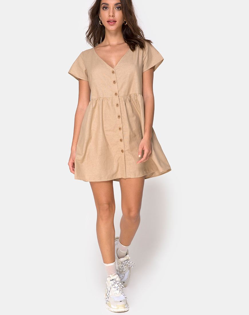 Image of Deira Babydoll Dress in Stone