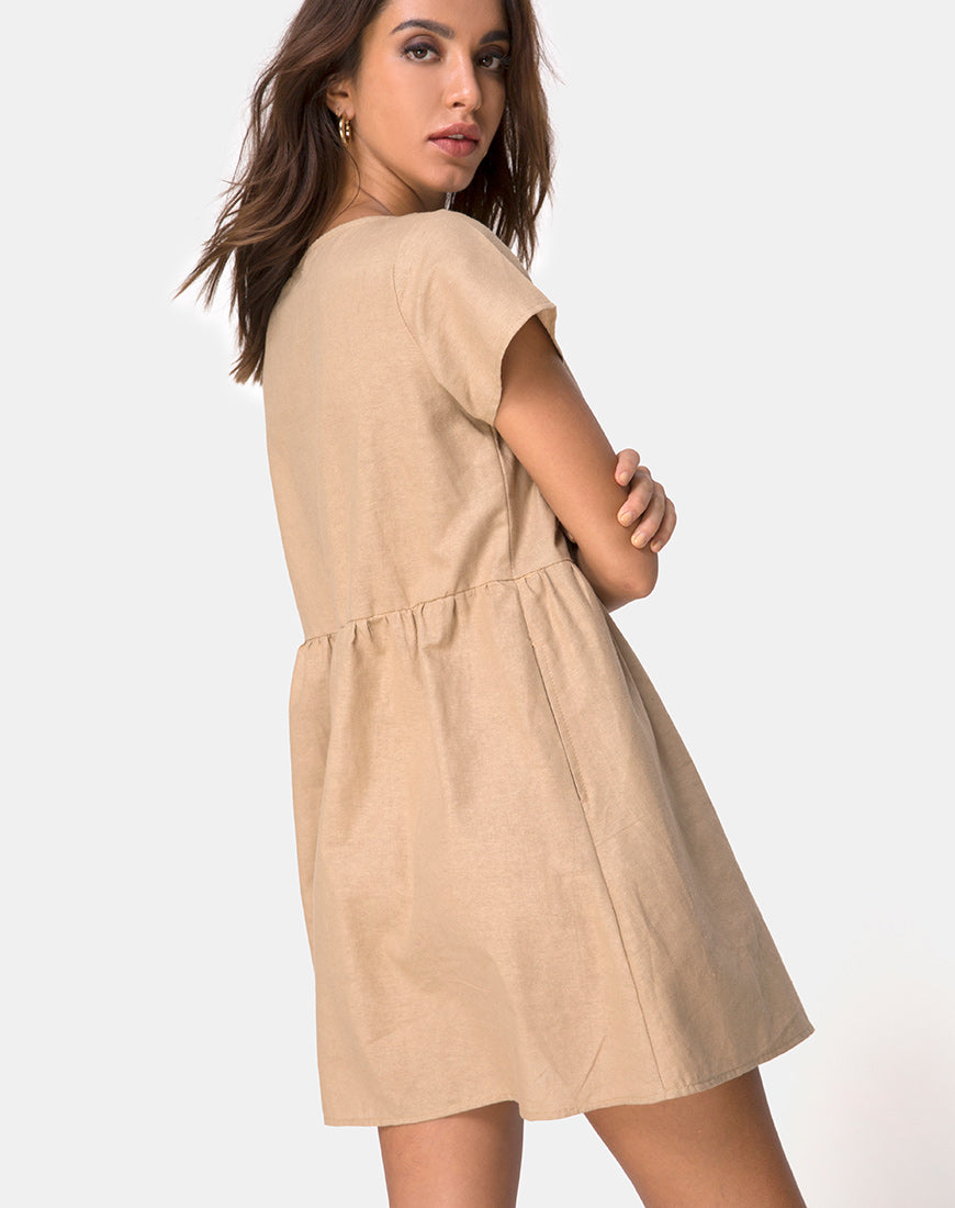 Image of Deira Babydoll Dress in Stone