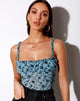 Image of Delora Cami Top in Love Bloom Grey and Blue Flock