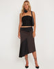 Image of Denala Midi Skirt in Two Tone Black Satin