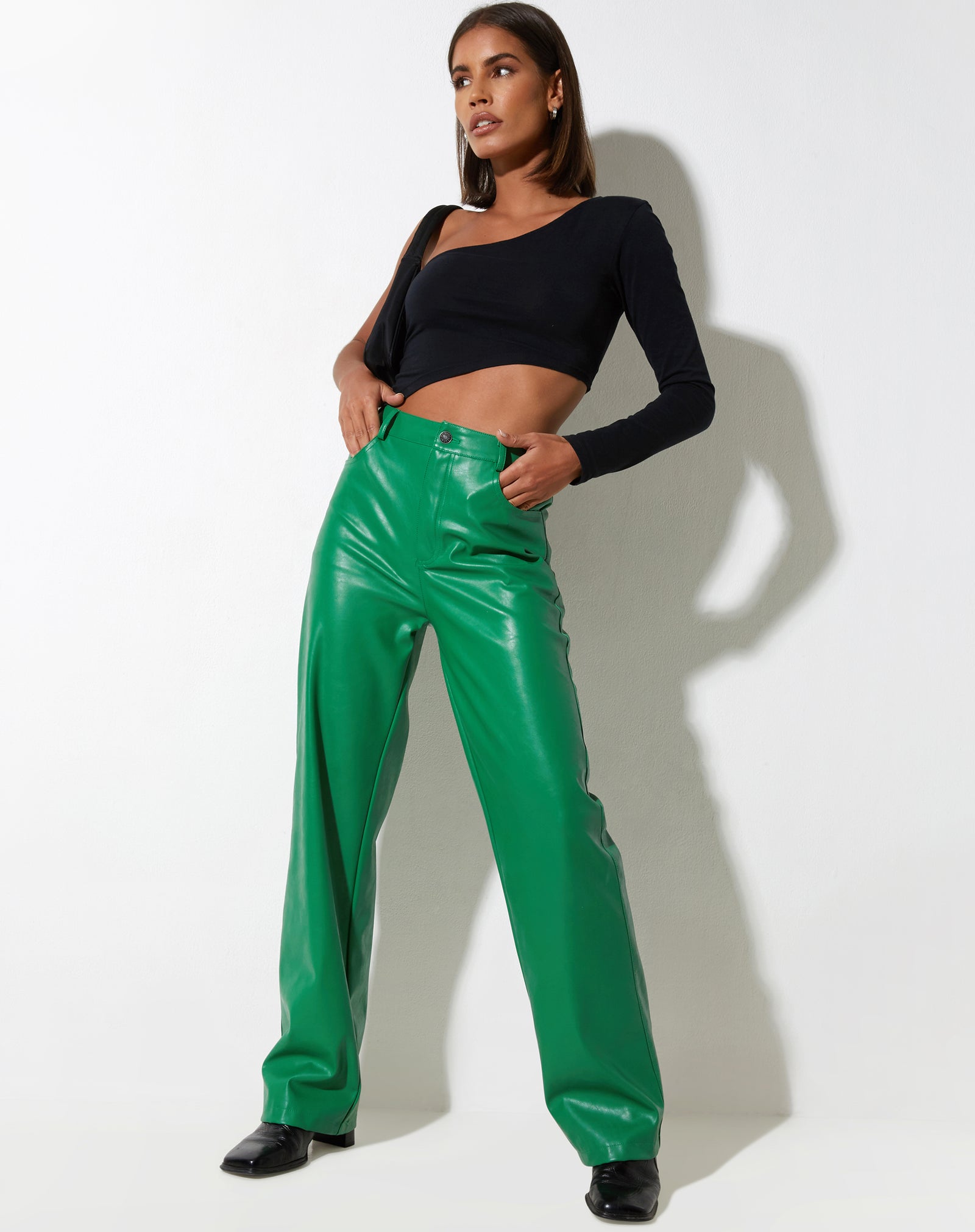 Metallic Star Bum Faux Leather Trousers  Nasty Gal