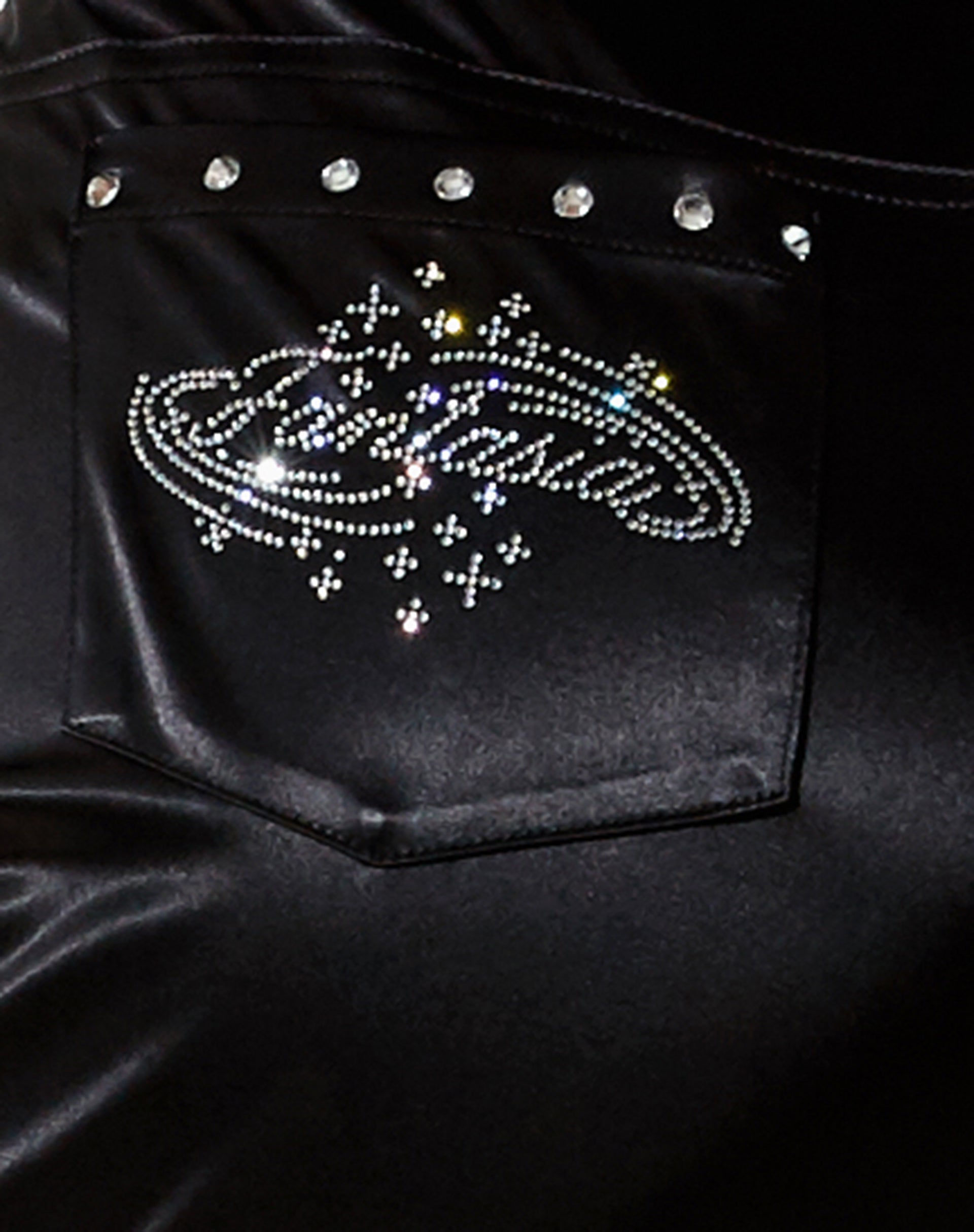Image of Desta Trouser in Satin Black Fantasia Diamante