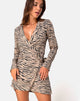 Image of Deva Wrap Dress in 90s Zepra Taupe